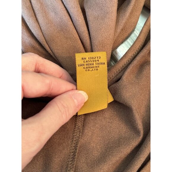 Wrangler Womens Suede Tiered Midi Dress Size Medium 3/4 Sleeve Brown Neutral - Picture 5 of 7